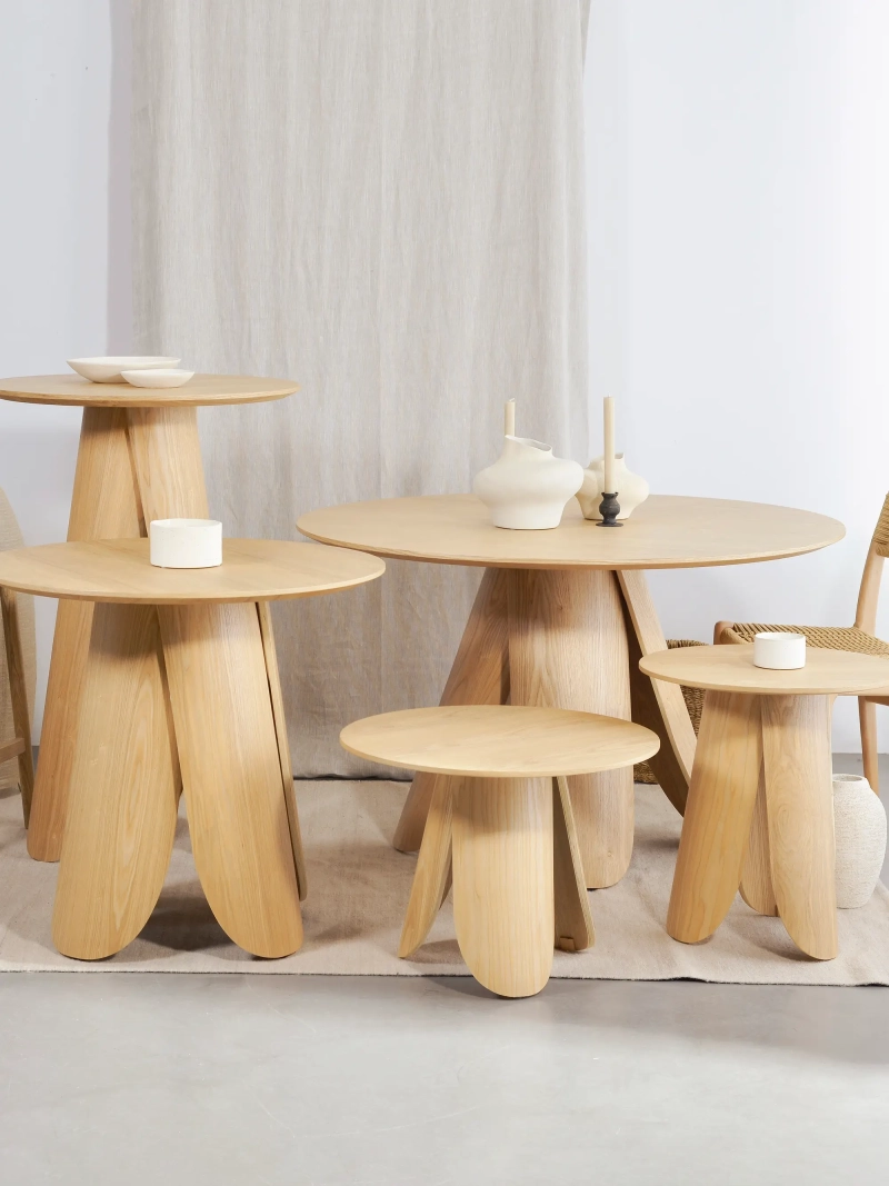 Mesa de comedor redonda en madera de fresno (80cm) - Pluto FurnMod - 5