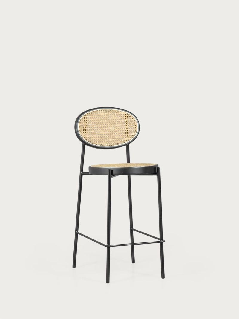 Taburete vintage de diseño clásico en ratán natural (65cm) - North FurnMod - 10