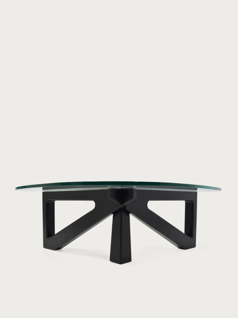 Table basse avec plateau en verre et base en bois (126x90cm) - Nodda FurnMod - 1