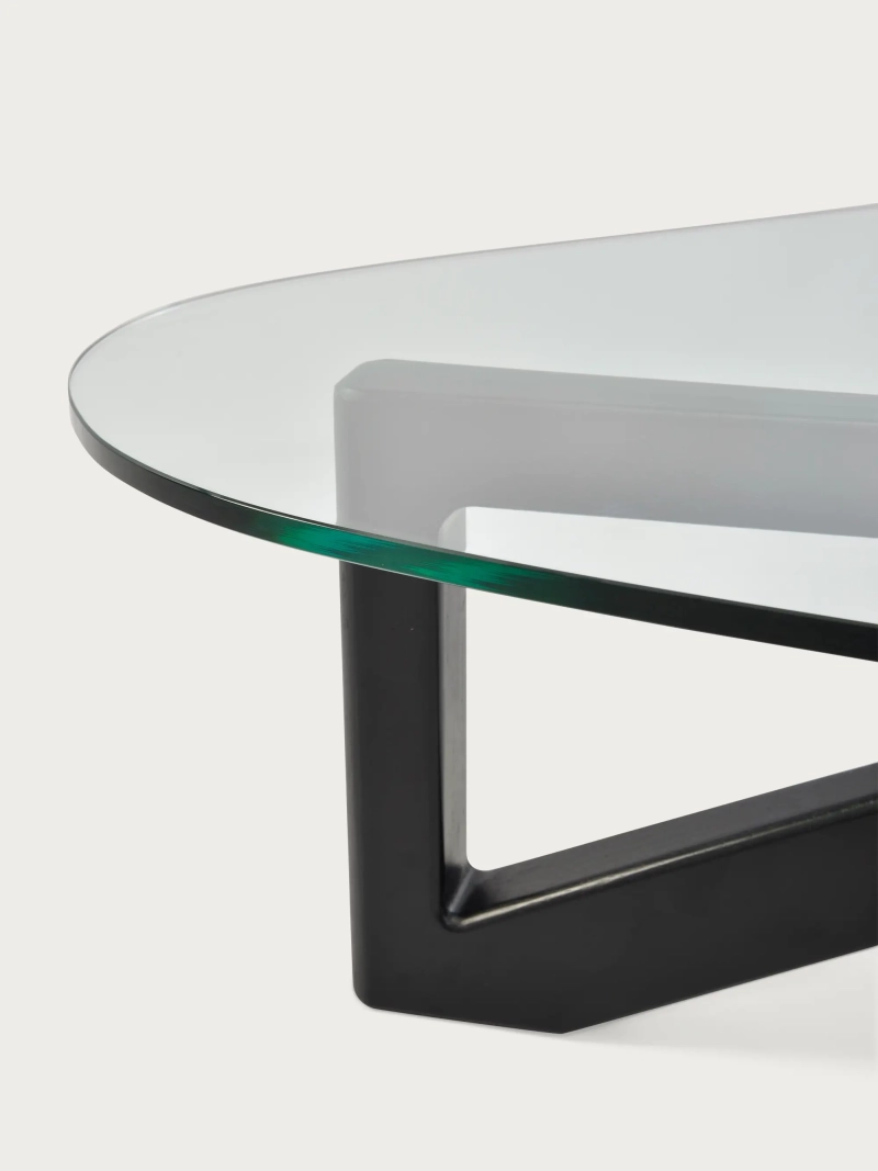 Mesa de centro con tapa de cristal y base en madera (126x90cm) - Nodda FurnMod - 1