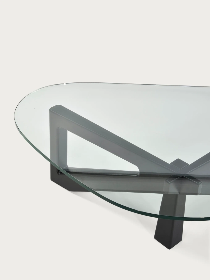 Coffee table with glass top and wooden base (126x90cm) - Nodda FurnMod - 1