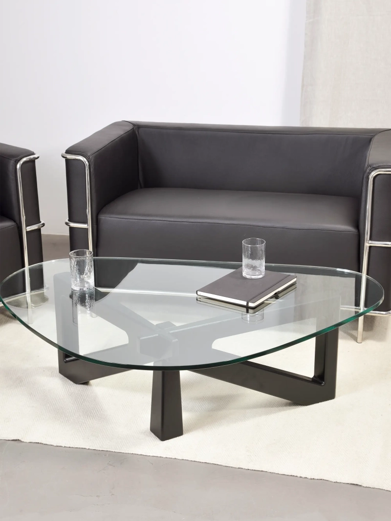 Couchtisch mit Glasplatte und Holzgestell (126x90cm) - Nodda FurnMod - 1