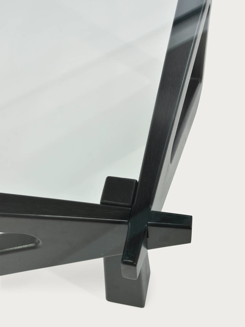 Coffee table with glass top and wooden base (126x90cm) - Nodda FurnMod - 3