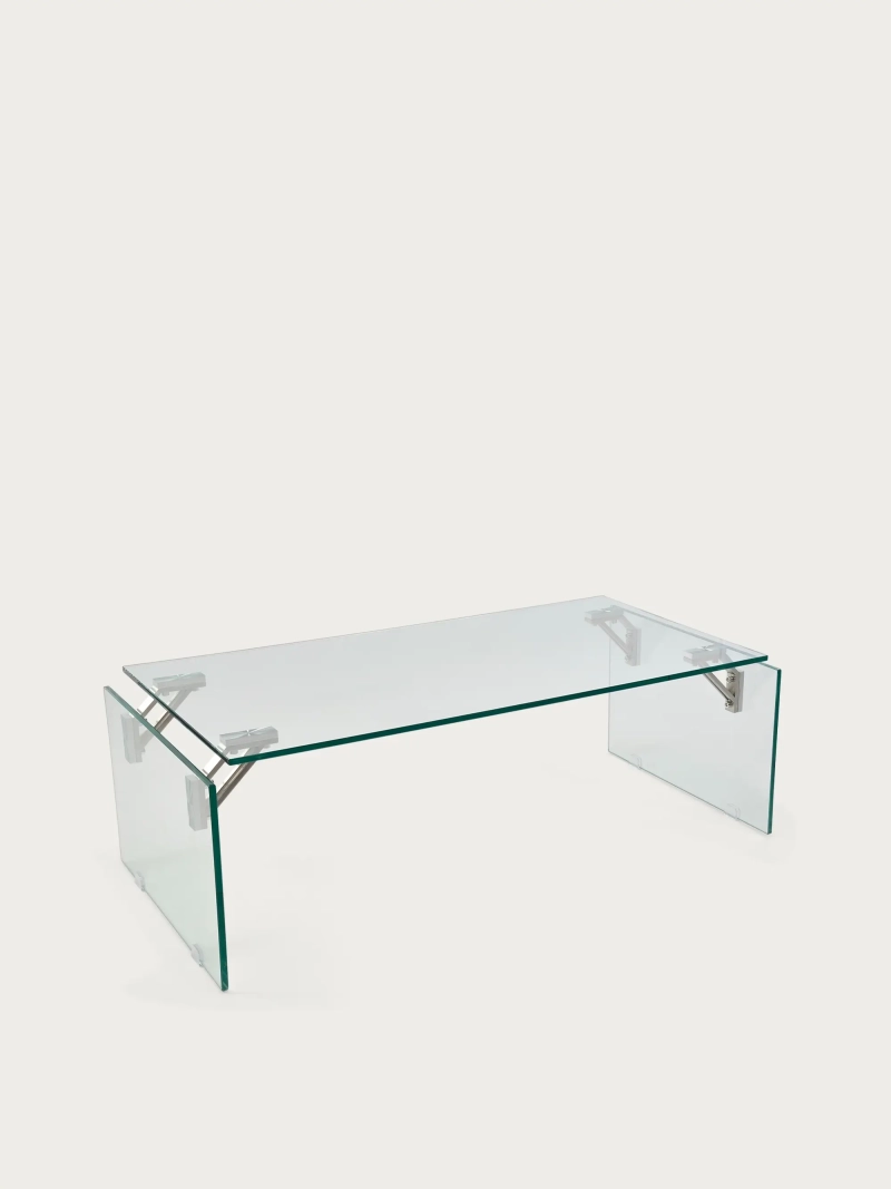 Table basse en verre trempé et détails en acier inoxydable - Dresden FurnMod - 1