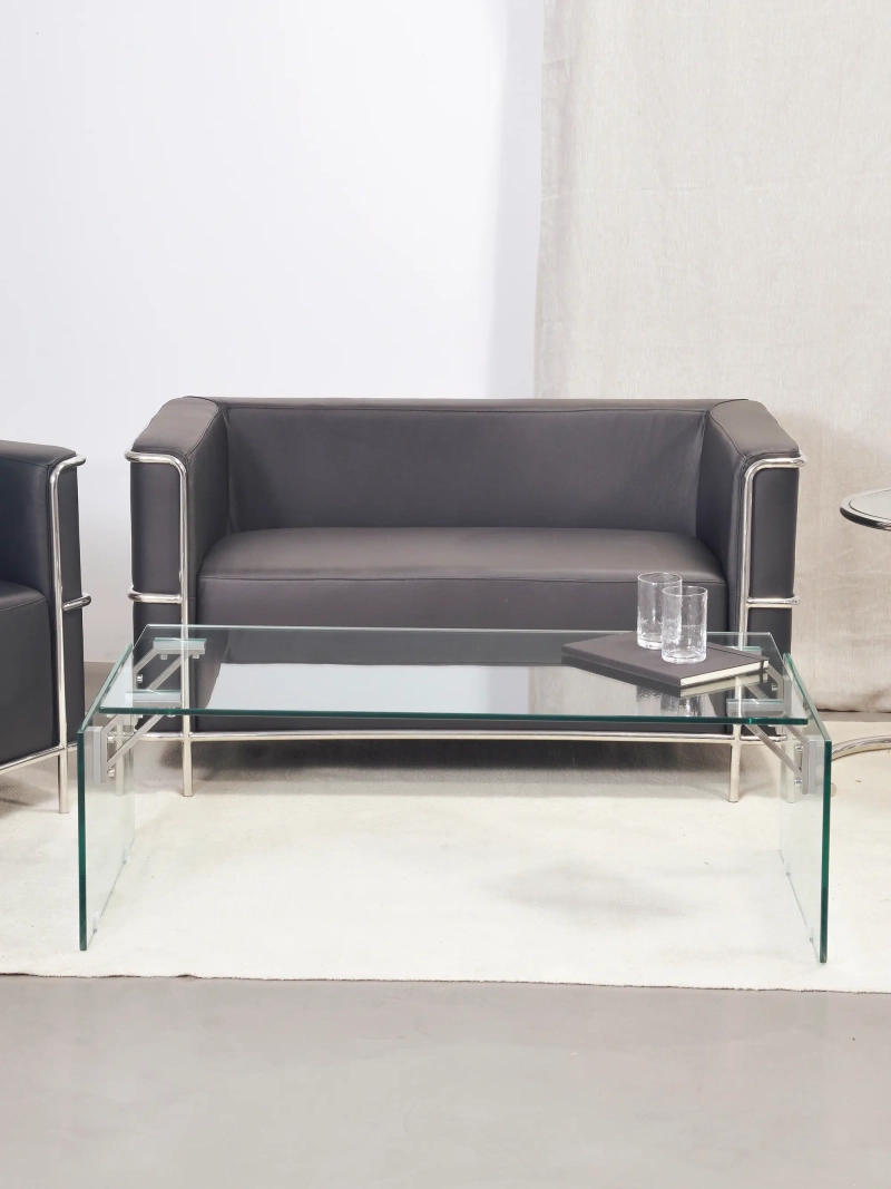 Mesa de centro en cristal templado y detalles en acero inoxidable - Dresden FurnMod - 2