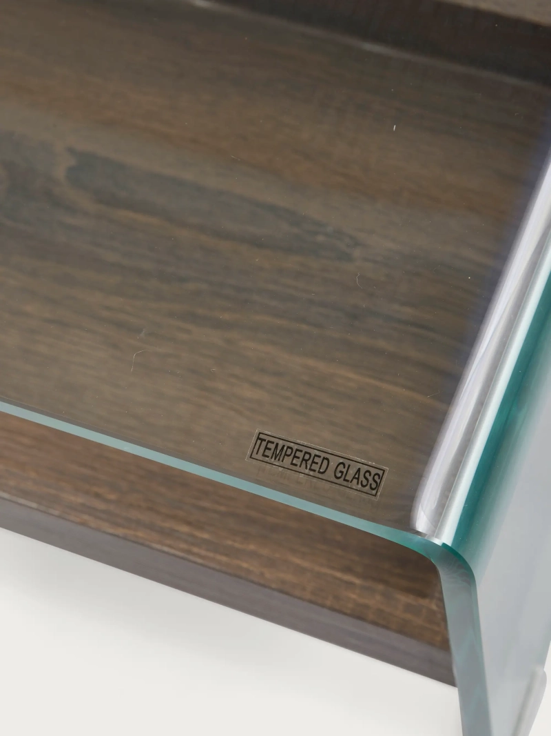 Mesa de centro en cristal curvado con cajón de madera - Pot FurnMod - 10