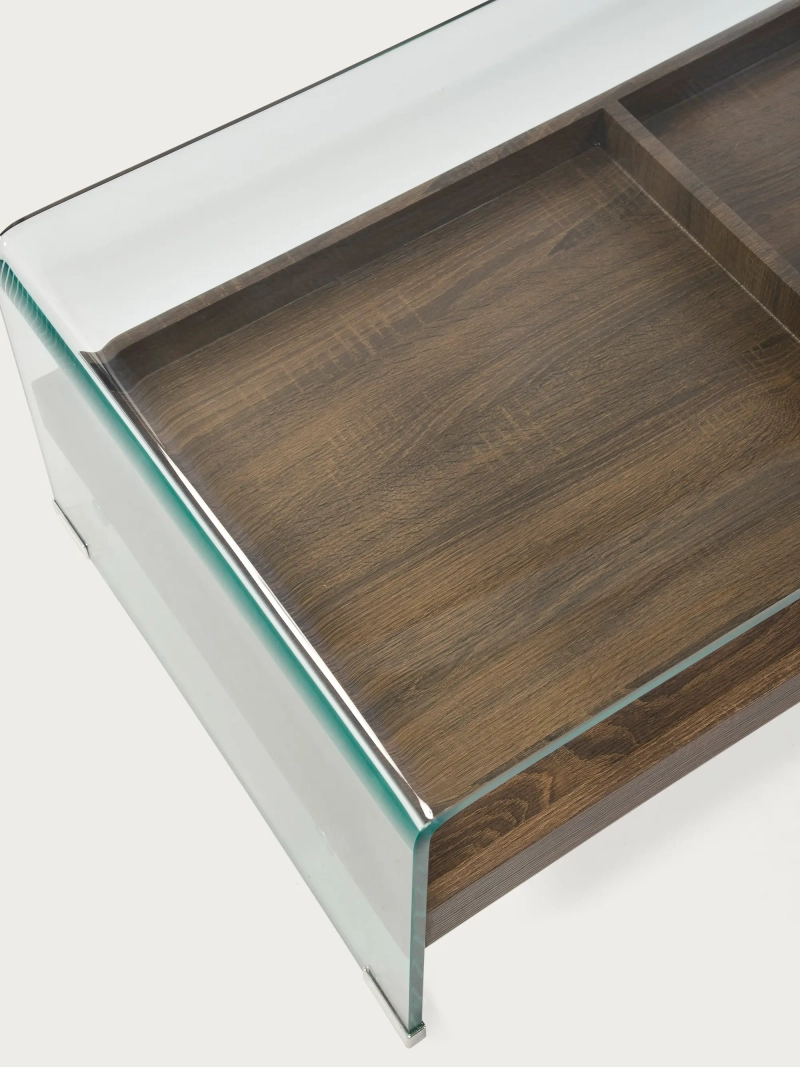 Mesa de centro en cristal curvado con cajón de madera - Pot FurnMod - 9
