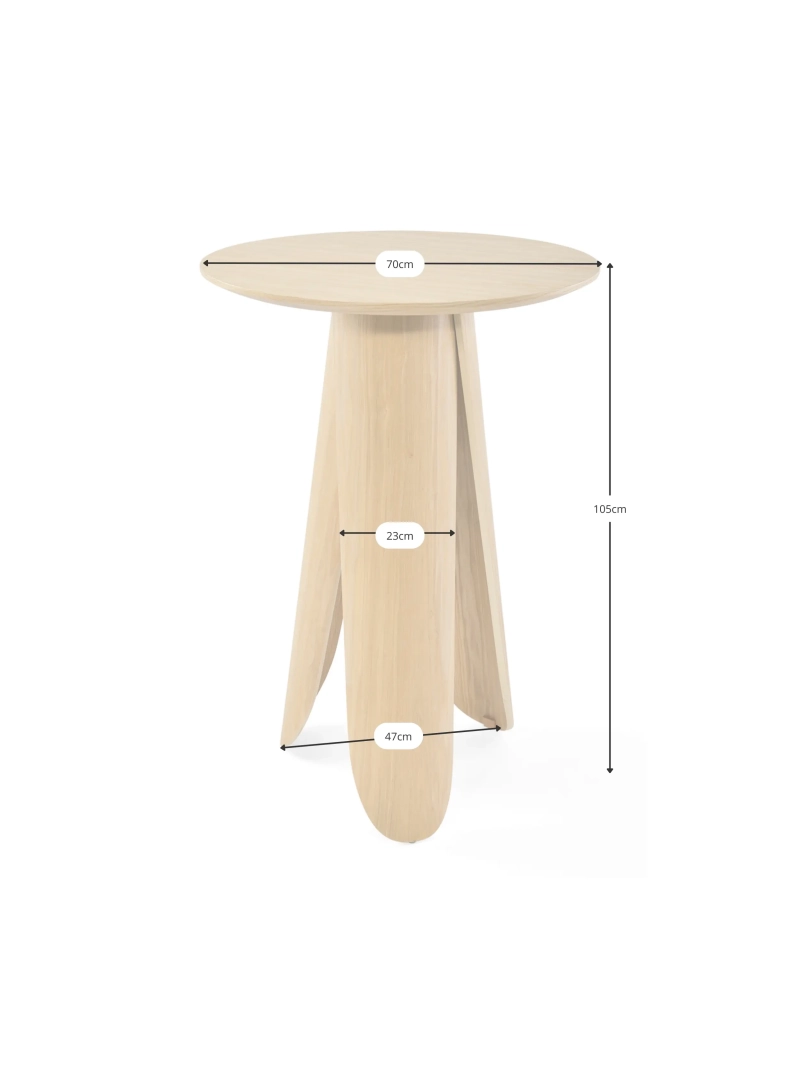 Mesa alta redonda en madera de fresno (70cm) - Pluto FurnMod - 1