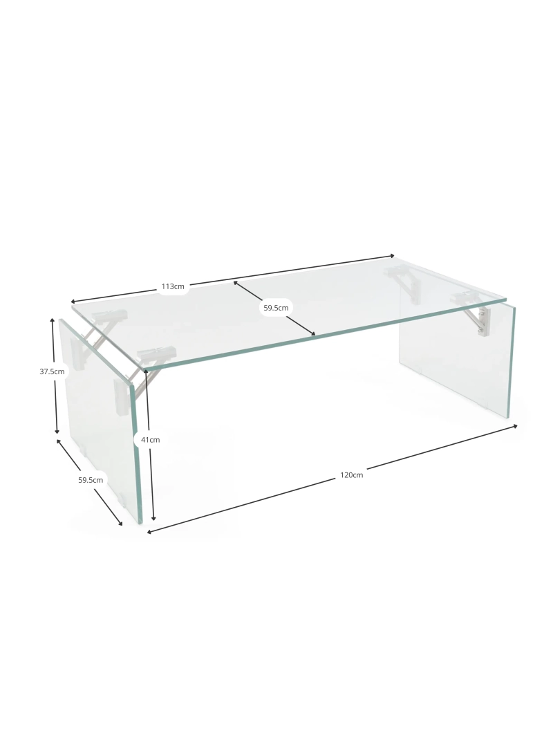 Mesa de centro en cristal templado y detalles en acero inoxidable - Dresden FurnMod - 12