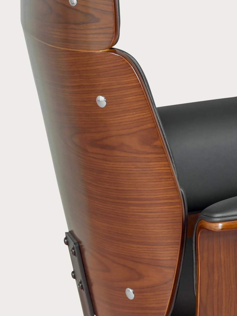 Silla de oficina para ejecutivos en madera oscura de nogal y tapizada en polipiel - Nordic S FurnMod - 1