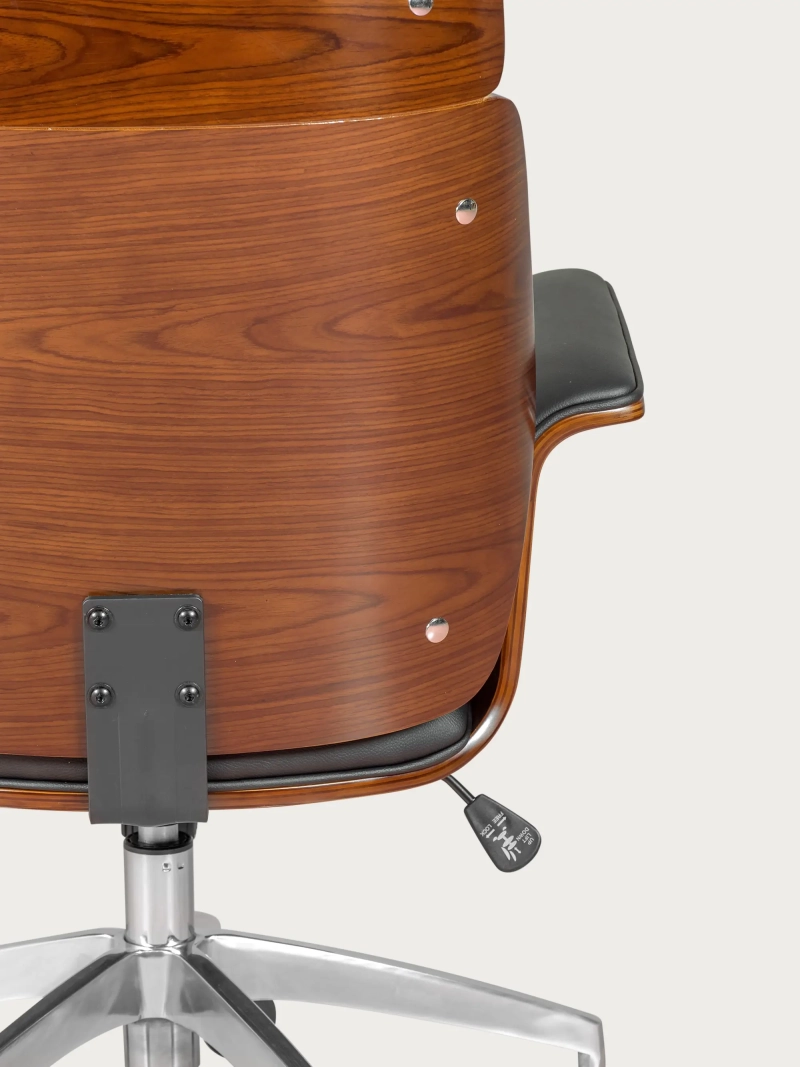 Silla de oficina para ejecutivos en madera oscura de nogal y tapizada en polipiel - Nordic S FurnMod - 1