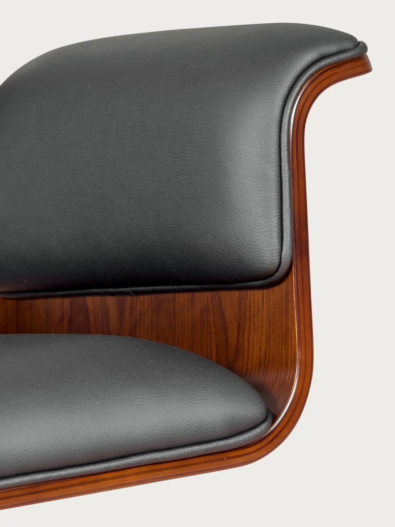 Silla de oficina para ejecutivos en madera oscura de nogal y tapizada en polipiel - Nordic S FurnMod - 1