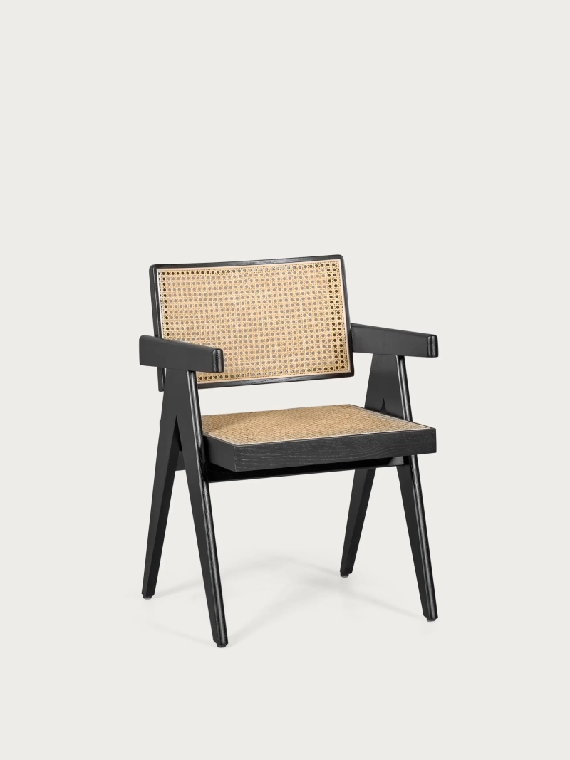 Silla de teca y ratán con reposabrazos retro - Compass FurnMod - 9