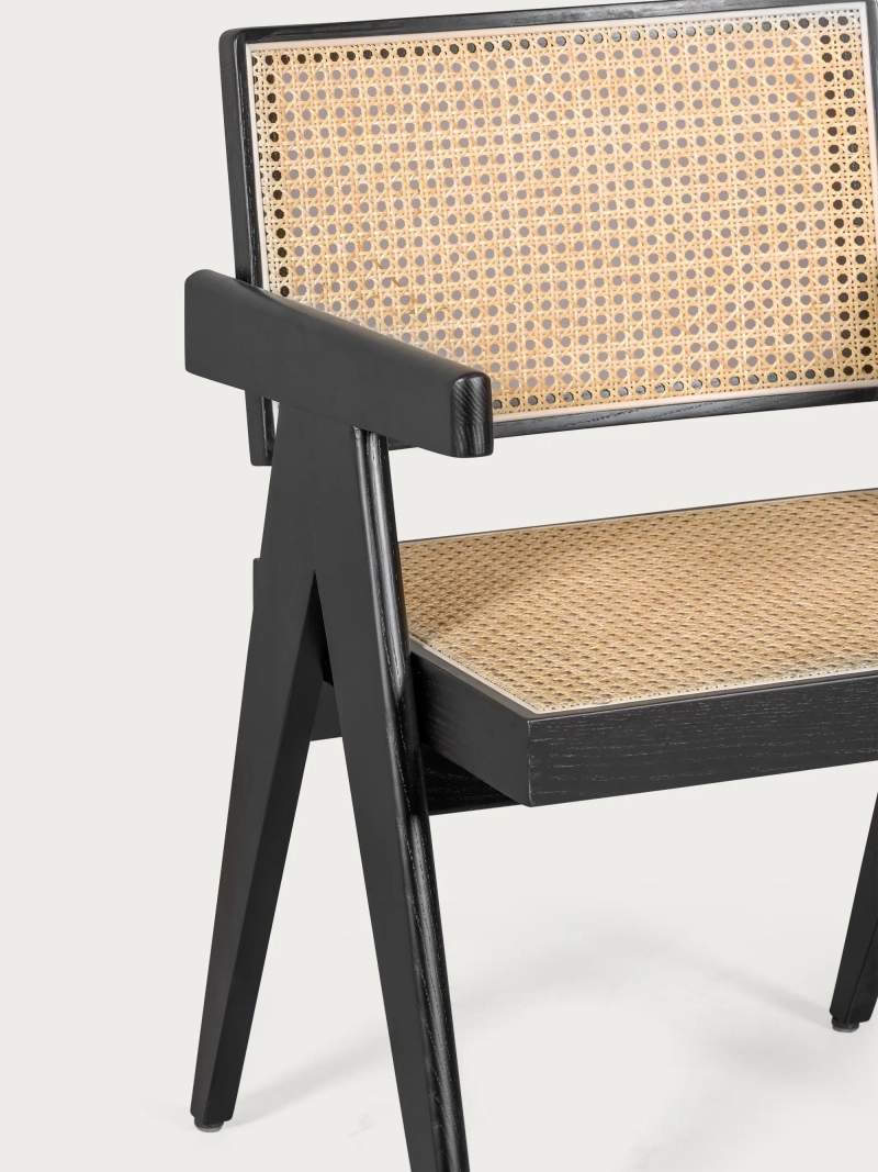 Silla de teca y ratán con reposabrazos retro - Compass FurnMod - 3