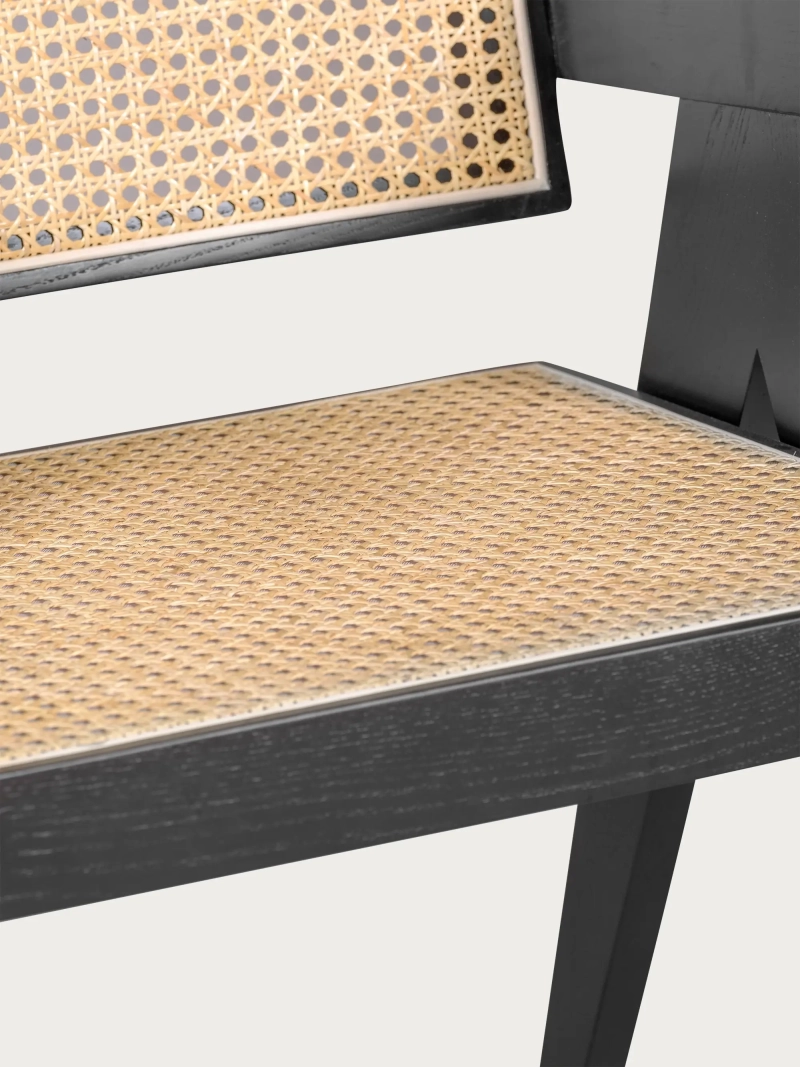 Stol i teak og rattan med retro-armlæn - Compass FurnMod - 1
