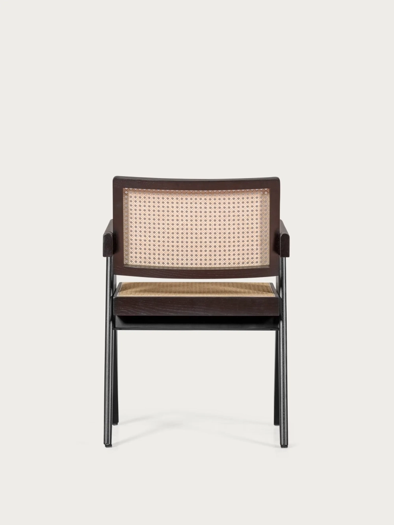 Silla de teca y ratán con reposabrazos retro - Compass FurnMod - 8