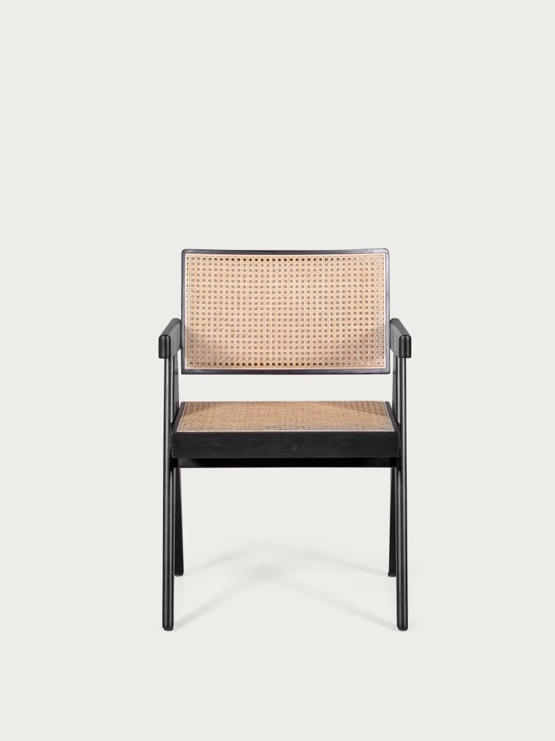 Silla de teca y ratán con reposabrazos retro - Compass FurnMod - 2