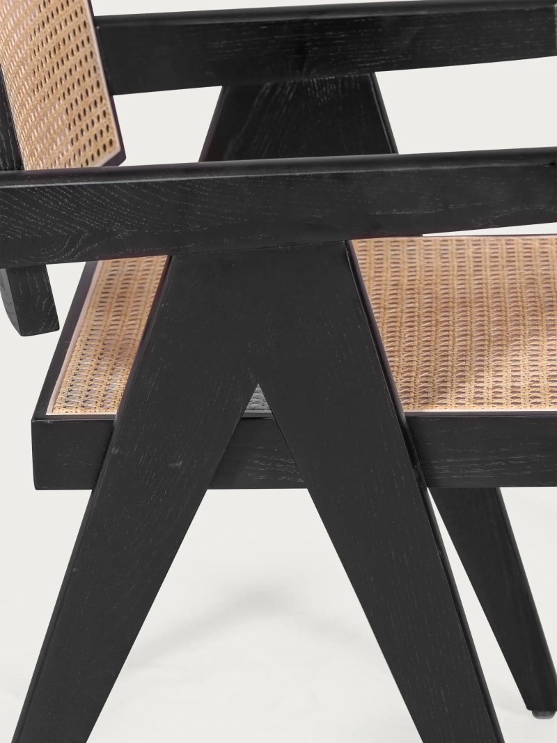 Stol i teak og rattan med retro-armlæn - Compass FurnMod - 4