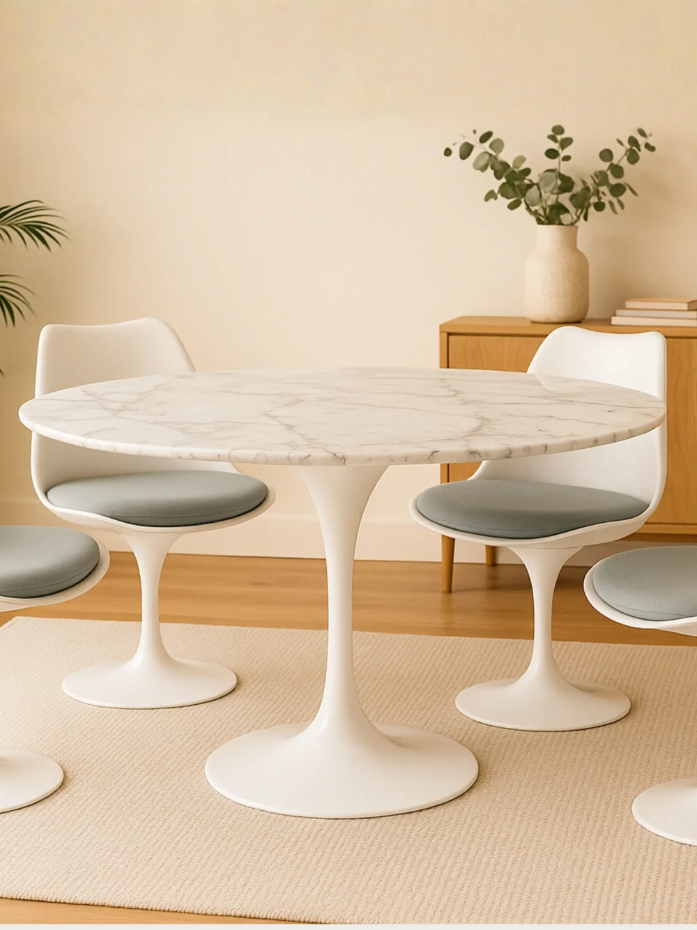 Mesa de comedor redonda de alta gama en mármol de Carrara (120cm) - Stratus FurnMod - 1