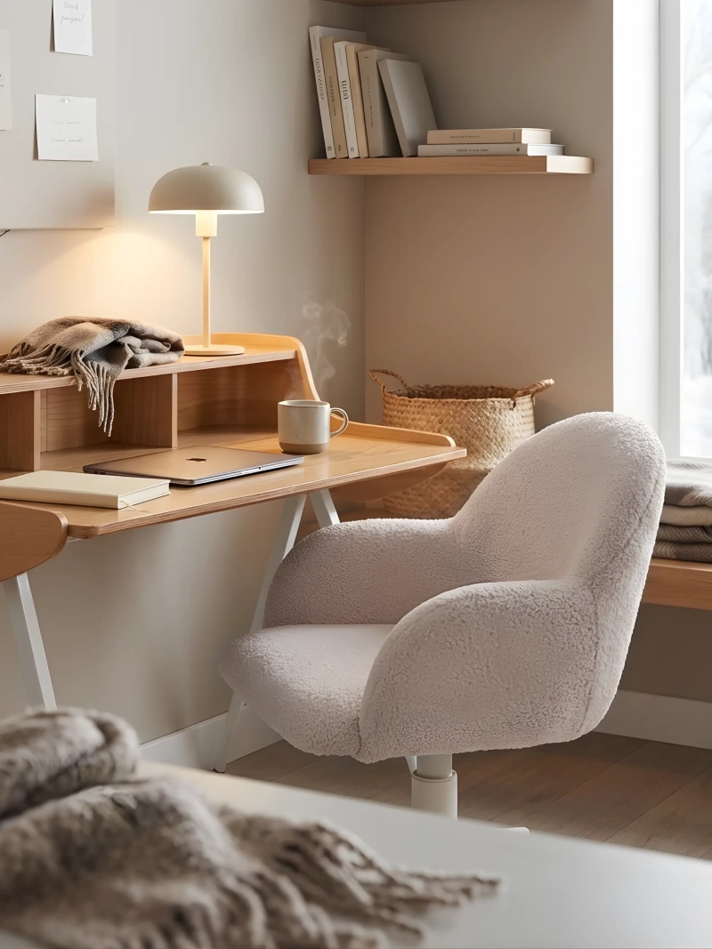 Silla de oficina minimalista en tejido bouclé - Notorius FurnMod - 1