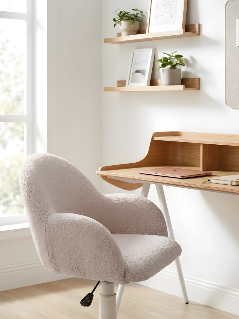 Silla de oficina minimalista en tejido bouclé - Notorius FurnMod - 4