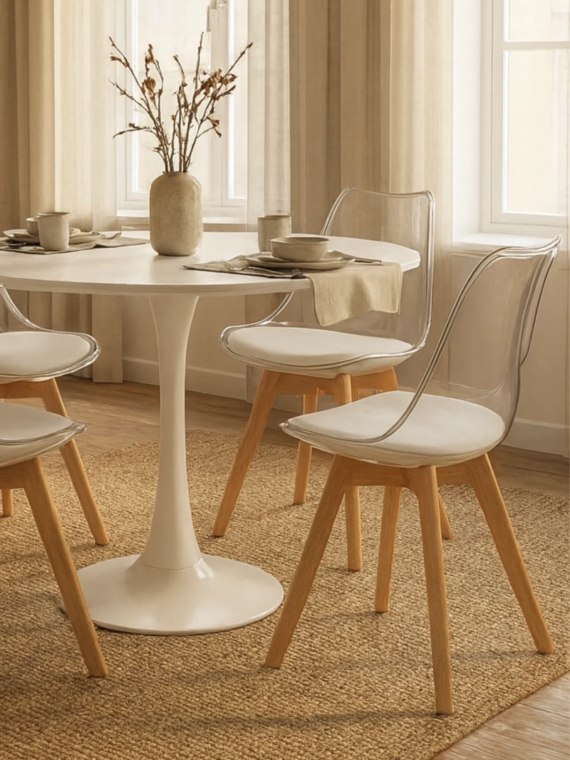 Silla nórdica con asiento transparente y cojín - Verona FurnMod - 1