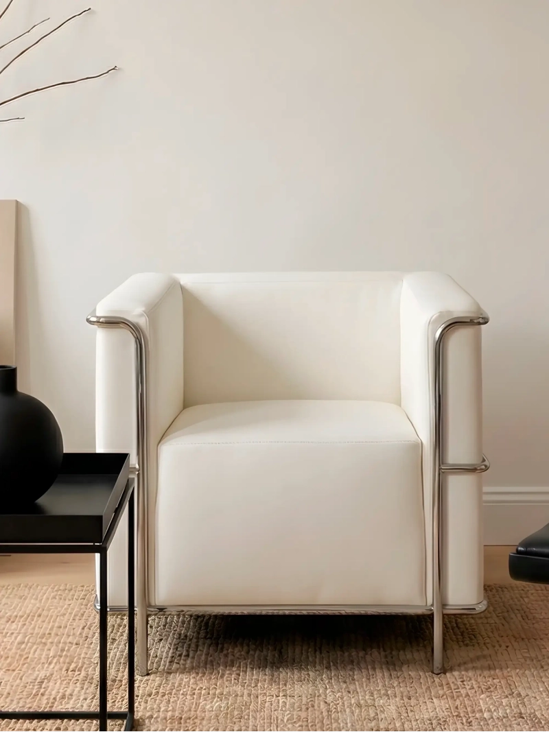 Canapé en simili cuir avec structure en acier inoxydable chromé - Torino FurnMod - 28