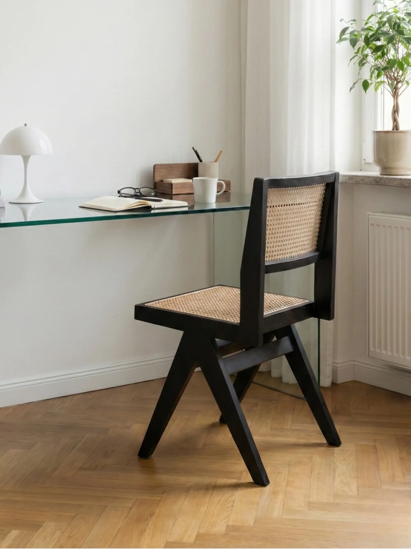 Klassisk stol i naturlig rattan og asketræ Compass FurnMod - 1