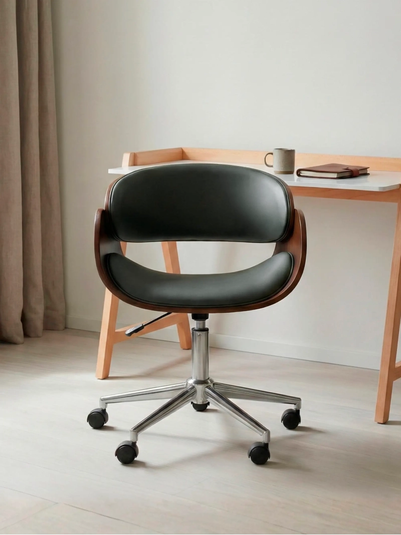 Sillón Oficina en Madera de Nogal y Cojín de Polipiel - Burrow FurnMod - 1