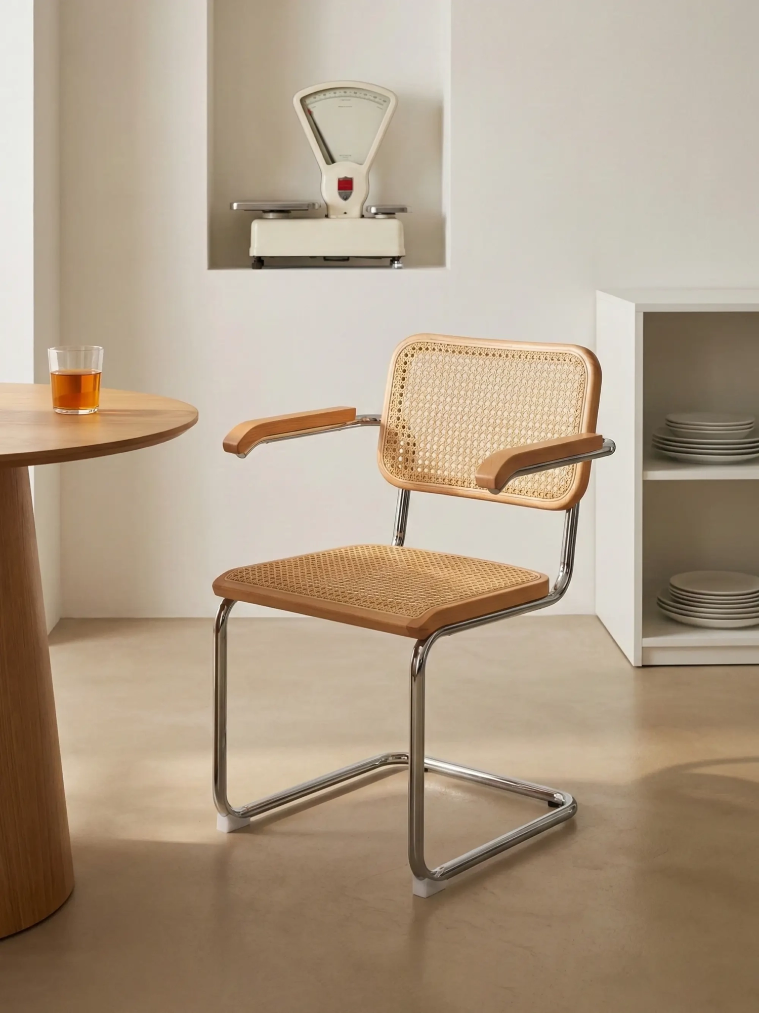Retro chair with armrests in natural rattan and beech wood - Frank FurnMod - 14