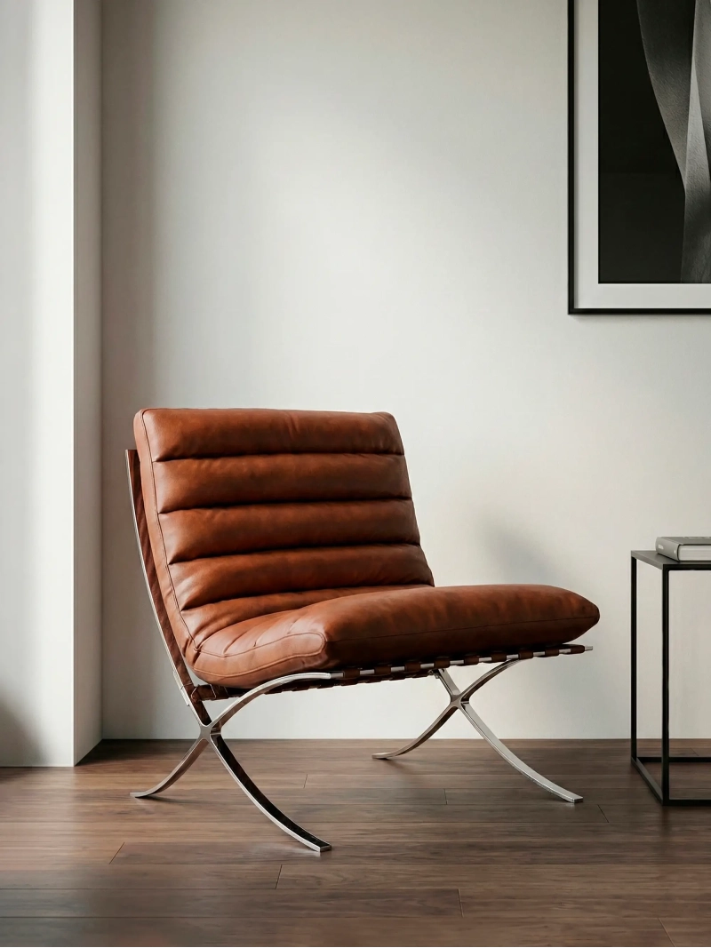 Sillón de diseño en acero inoxidable y piel sintética - Torino FurnMod - 25