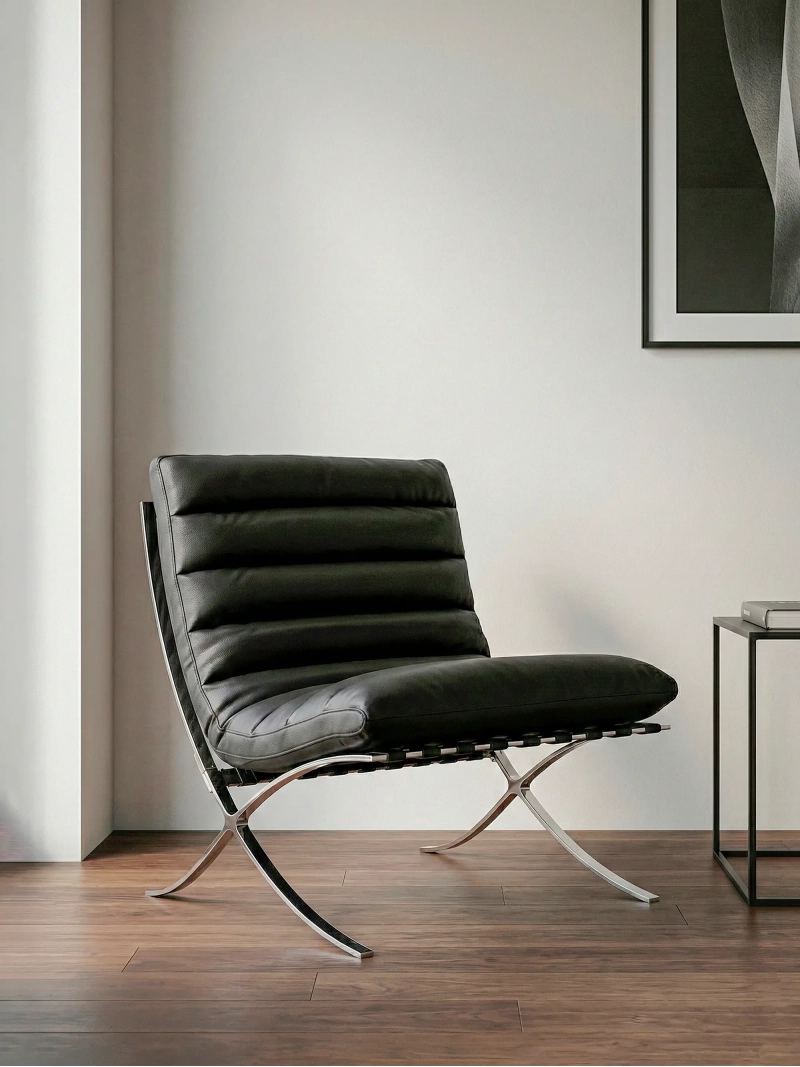 Sillón de diseño en acero inoxidable y piel sintética - Torino FurnMod - 1
