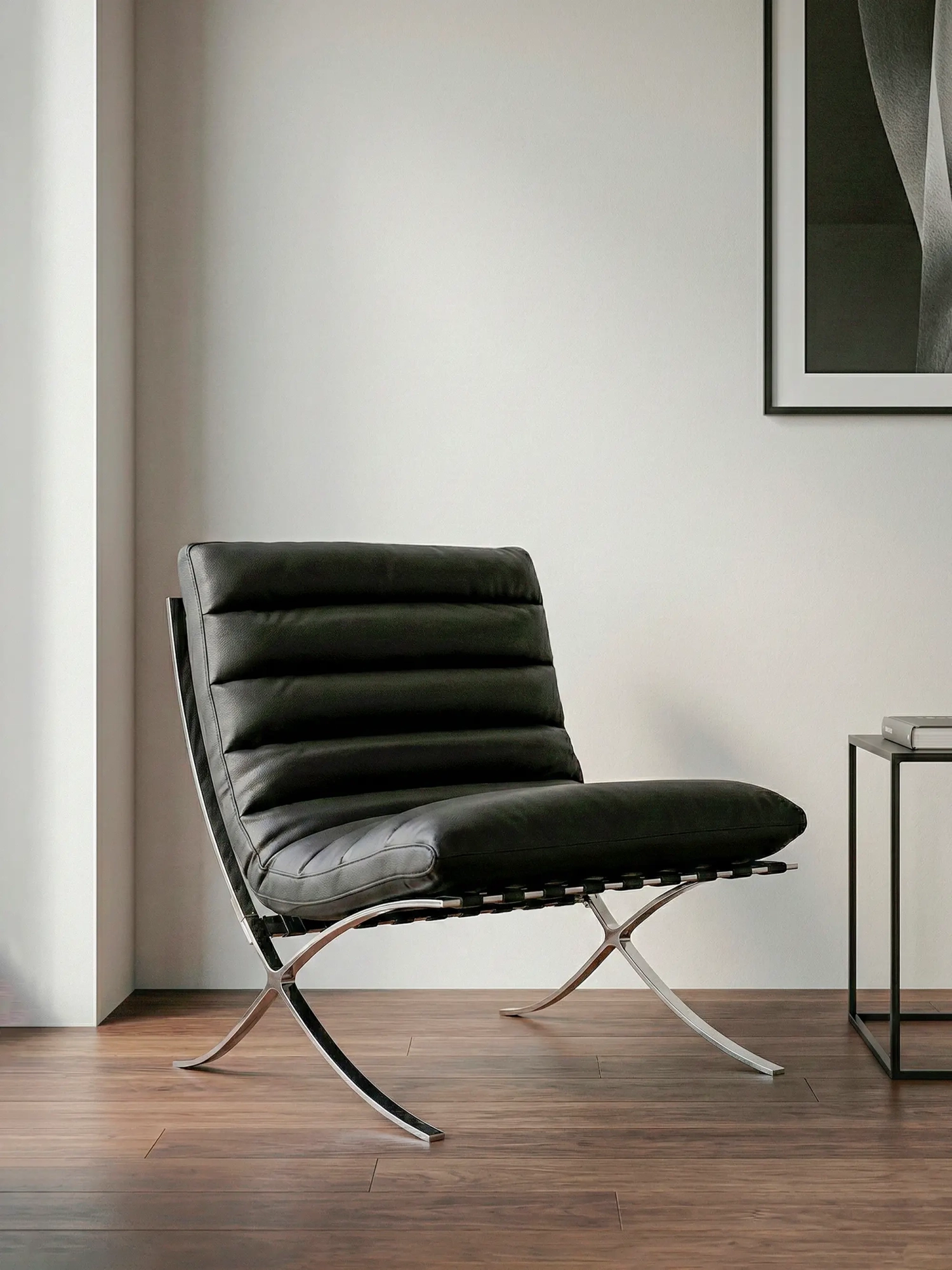 Designlænestol i rustfrit stål og syntetisk læder - Torino FurnMod - 1