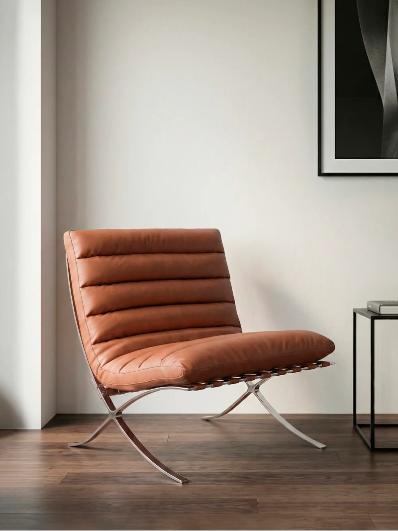 Design Sessel aus Edelstahl und Kunstleder - Torino FurnMod - 9
