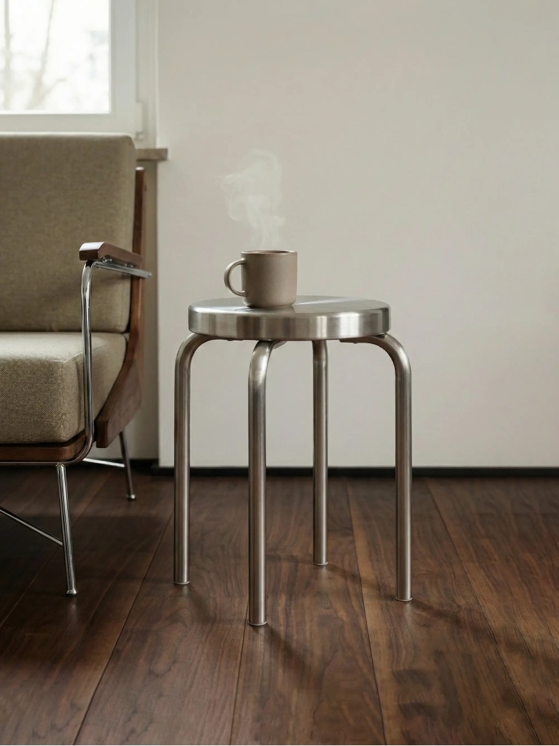 tabouret basse en acier inoxydable de 45 cm - Delawere FurnMod - 1