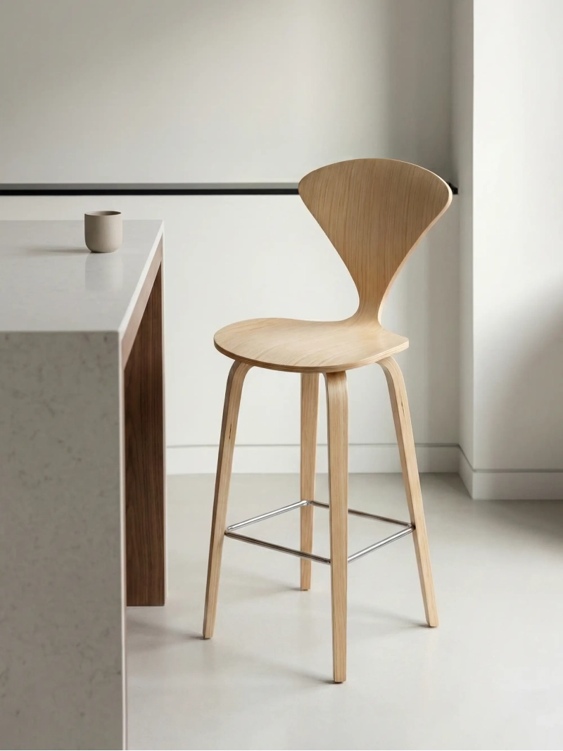 Skandinavisk køkkenskammel i buet træ (65 cm) - Cherner FurnMod - 7