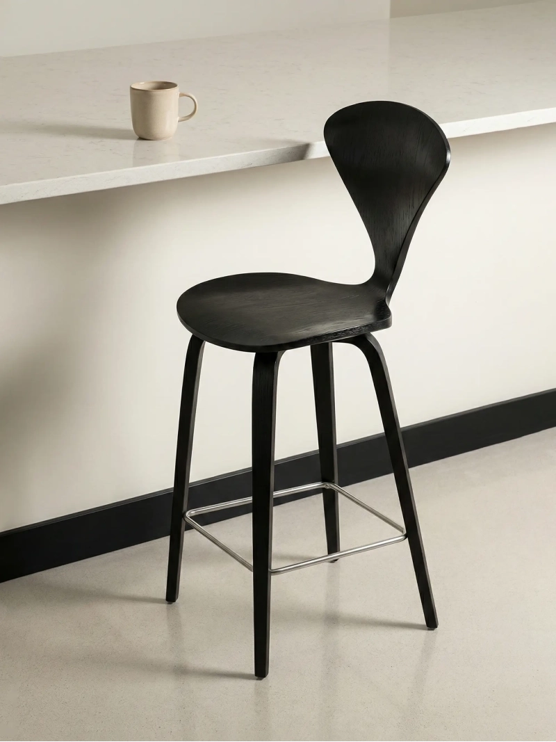 Scandinavian Curved Wood Kitchen Stool (65cm) - Cherner FurnMod - 13