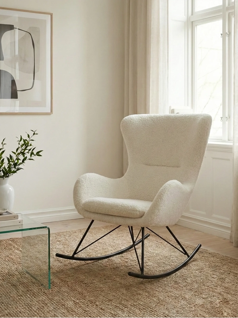 Sillón balancín en tejido bouclé - Nest FurnMod - 1