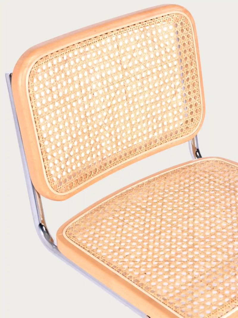 Retro jedilni stol iz naravnega ratana in kromiranega jekla - Frank FurnMod - 18