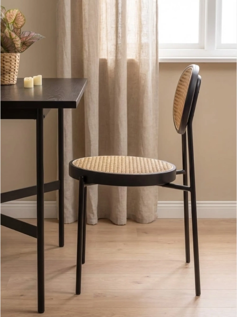 Silla de comedor retro con ratán natural - North FurnMod - 7