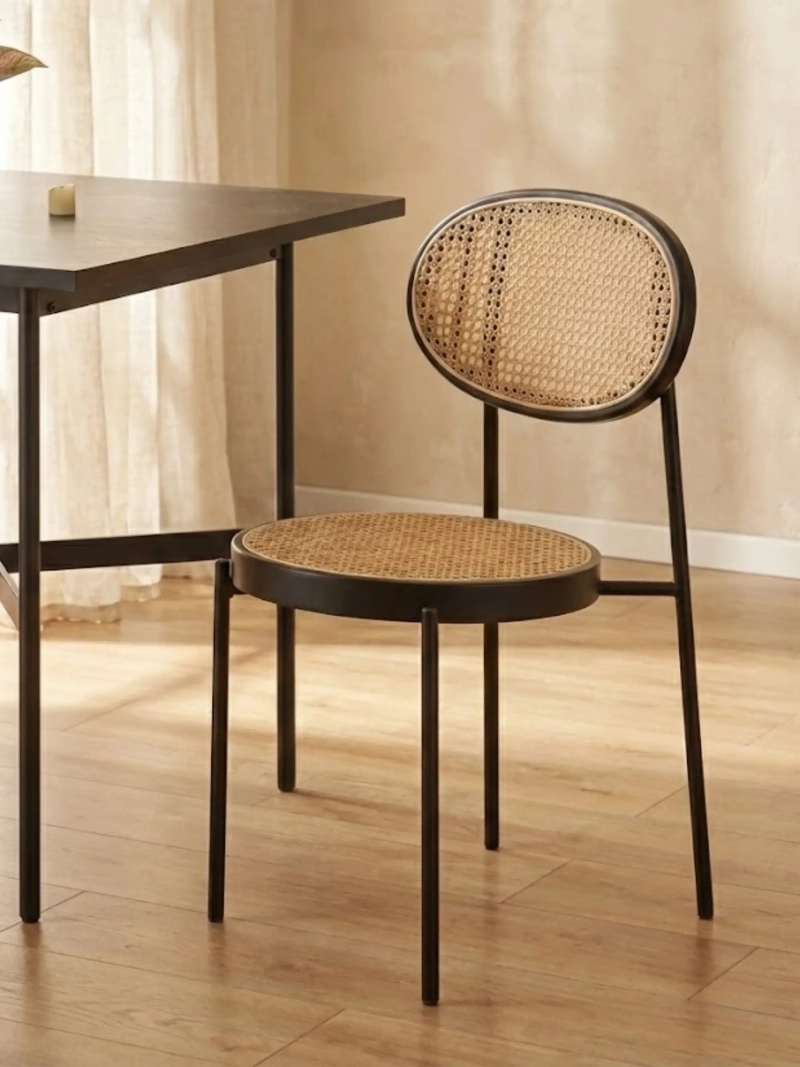 Silla de comedor retro con ratán natural - North FurnMod - 1