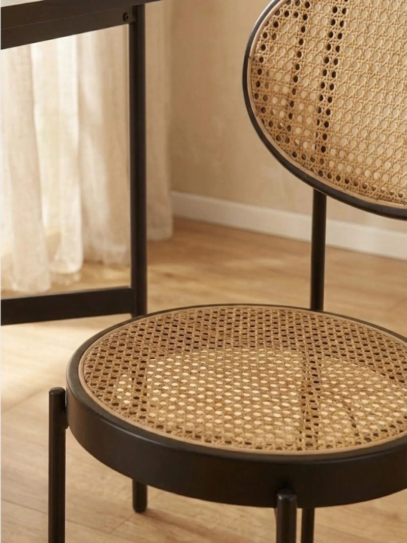 Retro eetkamerstoel met rotan in natuurlijke staat North FurnMod - 1