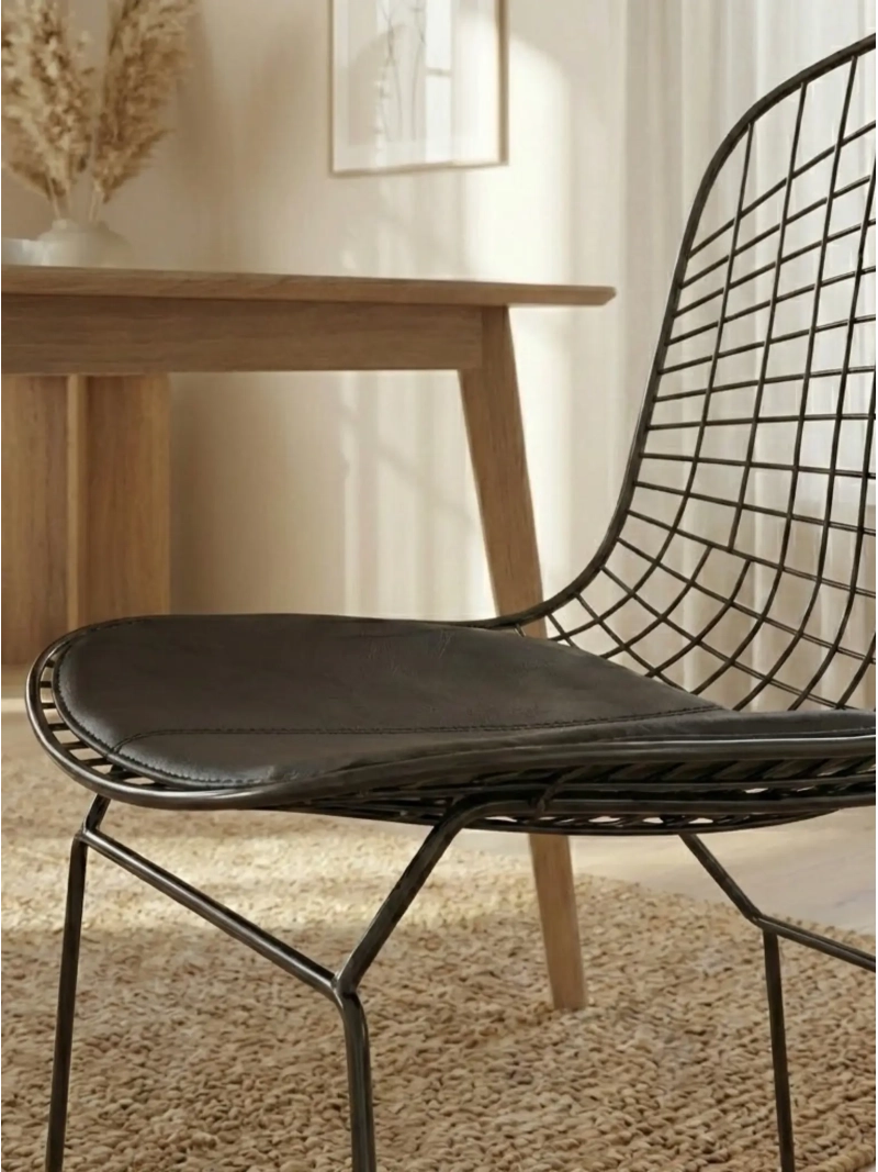 Silla de comedor de acero inoxidable negro con cojín - Berta FurnMod - 4