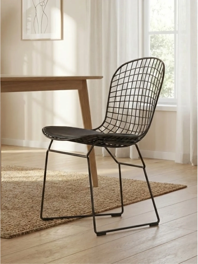 Black stainless steel dining chair with cushion - Berta FurnMod - 7