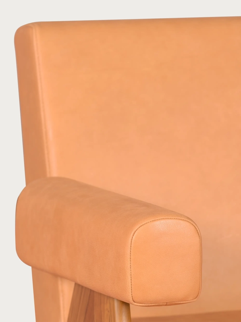 Sillón vintage en madera de teca y piel italiana - Compass S FurnMod - 2