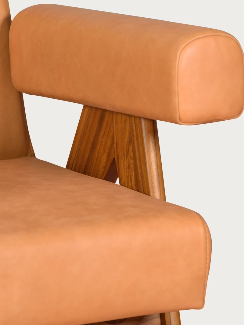 Sillón vintage en madera de teca y piel italiana - Compass S FurnMod - 1