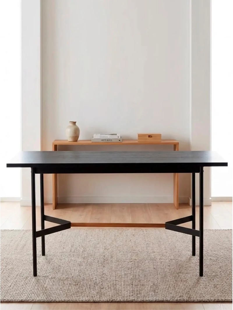 Mesa de comedor rectangular de roble (140x80) - Blackstorm FurnMod - 6