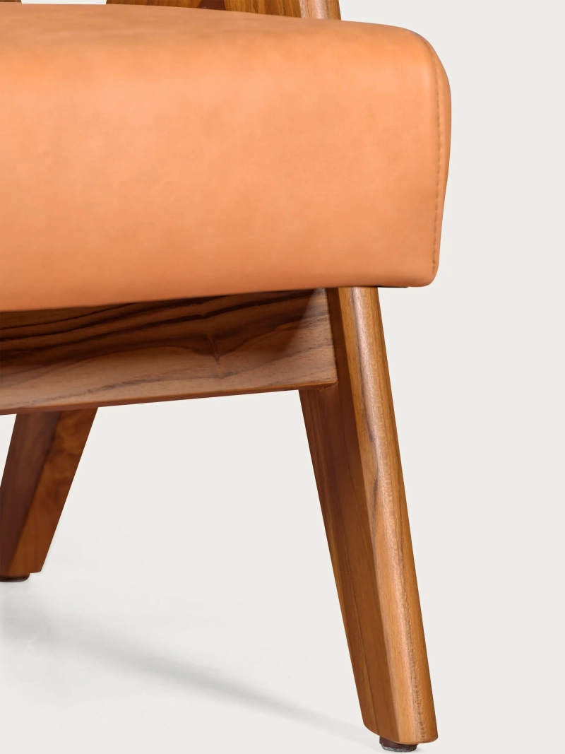 Vintage křeslo z teakového dřeva a italské kůže - Compass S FurnMod - 5