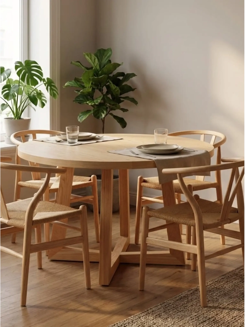 Round eettafel in essen natuur (150cm) - Soho FurnMod - 1