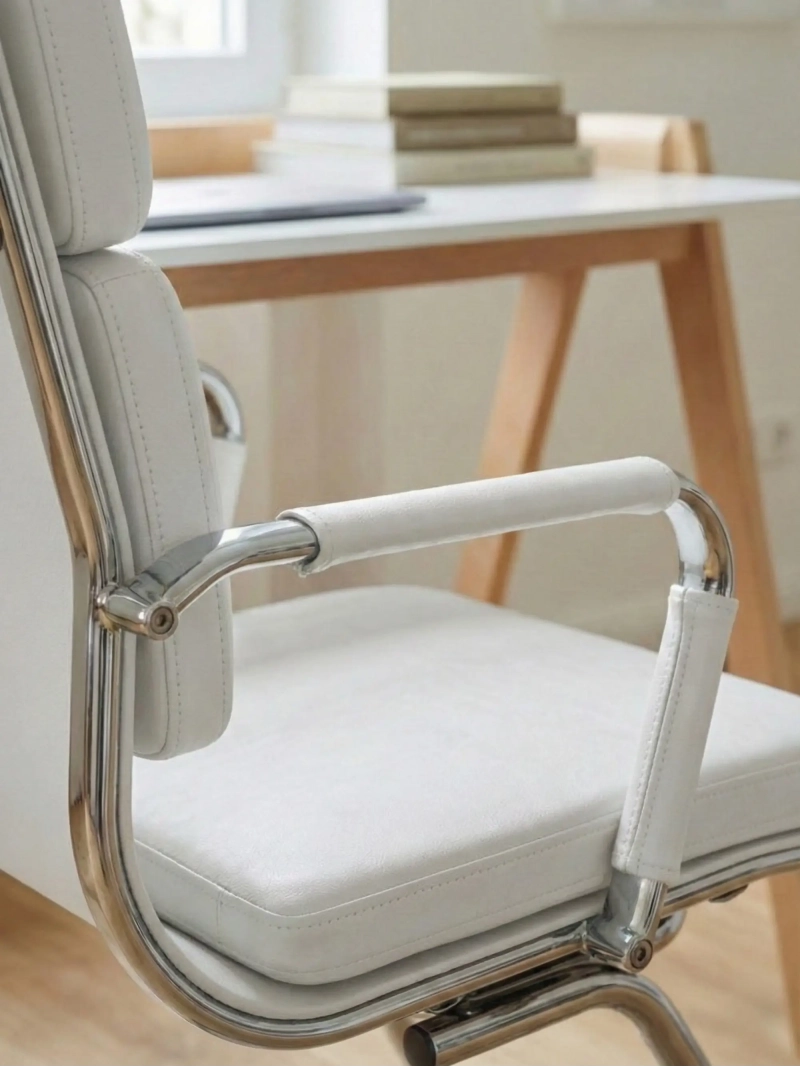 Silla de oficina fija con respaldo bajo y acabado tapizado - Alu S FurnMod - 13